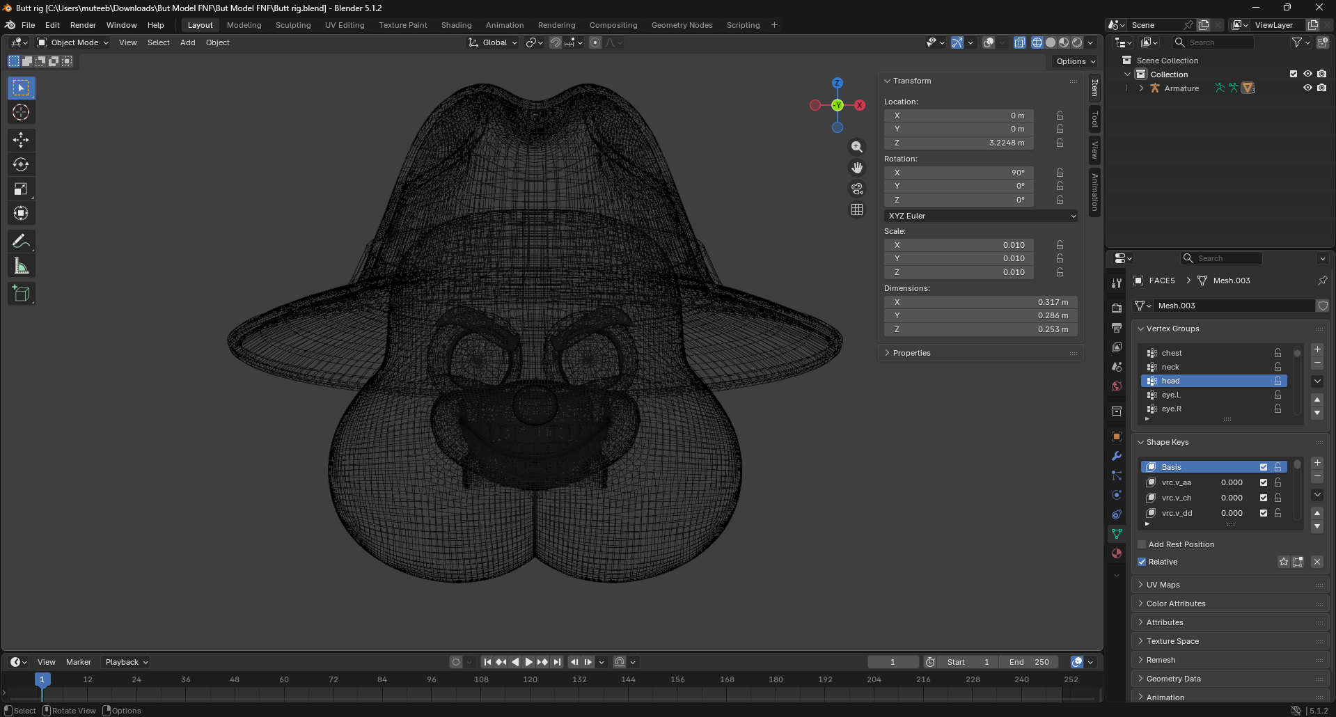 3D Model Part Layout Breakdown